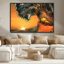 Surf Wave Sunset Canvas Wall Art Print, 3-Panel Ocean