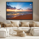 Serene Ocean Sunset Canvas Print, Golden Hour Beach Wall
