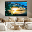 Ocean Wave at Sunset Canvas Art, Large Wall Print of Vibrant