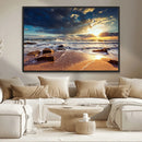 Golden Hour Beach Sunset Canvas Triptych, Ocean Waves and by MyGreatCanvas | Canvas Wall Art Prints | Photo Prints & Wall Decor
