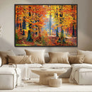 Autumn Red Forest Triptych Canvas Wall Art Print, Forest