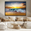 Golden Sunset Ocean Waves Wall Art Canvas Print – Multi