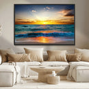 Vibrant Ocean Sunrise Over Golden Beach Waves, Giclee Canvas by MyGreatCanvas | Canvas Wall Art Prints | Photo Prints & Wall Decor