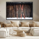 Vintage Ski Gear Canvas Print, Vintage Ski Gear Against