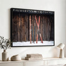 Vintage Ski Gear Canvas Print, Vintage Ski Gear Against