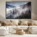 Beautiful Rising Fog in Winter Mountain Landscape- Framed