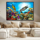 Aquatic Life Sea Turtles Fish Wall Art Canvas Print