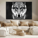 Black and White Wild Wolf Wall Art Canvas Print