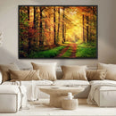 Sunlight Through Trees Wall Art Canvas Print - Autumn Forest