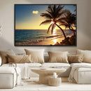 Sunset Palm Trees Wall Art Canvas Print