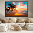Palm Tree Sunset On The Beach Wall Art Canvas, Framed Palm by MyGreatCanvas | Canvas Wall Art Prints | Photo Prints & Wall Decor