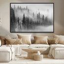 Foggy Misty Forest Canvas Wall Art – Black and White