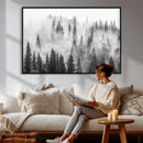 Forest Wall Art Print | Foggy Pine Forest Canvas Wall Art -