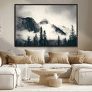 Forest Mountain Print - Black and White Canvas Wall Art with