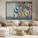 Banksy Colorful Street Graffiti Canvas Wall Art Print, by MyGreatCanvas | Canvas Wall Art Prints | Photo Prints & Wall Decor