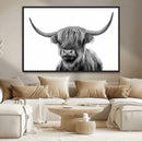 Grayscale Scottish Highland Cow Cattle Art Print Farmhouse by MyGreatCanvas | Canvas Wall Art Prints | Photo Prints & Wall Decor