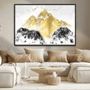Golden Mountain Triptych Wall Art Canvas Print, Modern