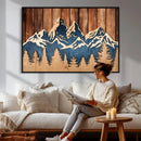 Rustic Wood Style Mountain Wall Art, Nature Forest Canvas