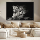 Lion Couple Wall Art Canvas Print – Elegant Black and White