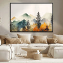 Abstract Watercolor Mountains and Trees Autumn Wall Art,