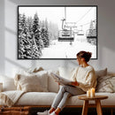 Winter Forest Wall Art Canvas Print – Framed Snowy Mountain