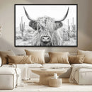 Rustic Charm | Cow Longhorn Black White Bighorn Wall Art by MyGreatCanvas | Canvas Wall Art Prints | Photo Prints & Wall Decor