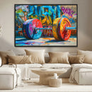 Fitness Gym Barbell Graffiti Wall Art Canvas Print by MyGreatCanvas | Canvas Wall Art Prints | Photo Prints & Wall Decor