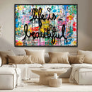 Life Beautiful Art Print - Banksy Graffiti Wall Art Canvas by MyGreatCanvas | Canvas Wall Art Prints | Photo Prints & Wall Decor