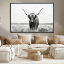 Highland Cow Canvas Wall Art – Majestic Beauty in Black and