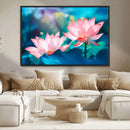 Pink Lotus Flower Canvas Wall Art | Vibrant Floral Wall