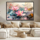Lotus Flower Wall Art | 3-Panel Giclee Canvas Print of Pink