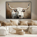 White Longhorn Bull Wall Art Canvas Print – Framed and Ready by MyGreatCanvas | Canvas Wall Art Prints | Photo Prints & Wall Decor
