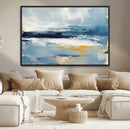 Abstract Ocean Canvas Wall Art - Coastal Blue and Gold