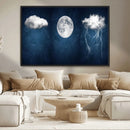 Dark Blue Cloud Art, 3 Piece Indigo Blue Wall Art, Aesthetic