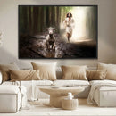Jesus Canvas Wall Art - Jesus Running After Lost Lamb,