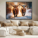 Scottish Highland Cow Horn Farm Wall Art Canvas Print