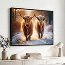 Scottish Highland Cow Horn Farm Wall Art Canvas Print