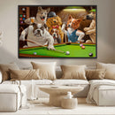 Dogs Playing Pool Canvas Wall Art Funny Gifts Dog Print