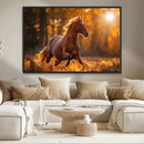 Running Horse Sunset Forest Wall Art Canvas Print