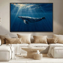 Whale under Ocean Wall Art Canvas Print