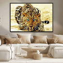 Blue-Eyed Leopard Canvas Wall Art - Framed Animal Print