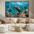 Sea Turtle and Coral Reef Triptych Wall Art – Vibrant