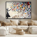 Banksy Graffiti Wall Art Canvas Print: Girl Releasing