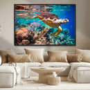 Sea Turtle Wall Art Canvas Print – Vibrant Ocean Coral Reef