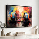 Weightlifting Barbell Art Triptych, Bold Abstract Fitness