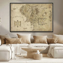 Vintage Middle Earth Map Wall Art Canvas – Lord of the Rings