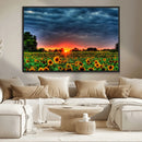 Golden Sunflower Field at Sunset – Breathtaking Sky and