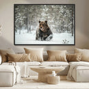 Grizzly Bear Wall Art – Framed Snowy Forest Canvas Artwork, by MyGreatCanvas | Canvas Wall Art Prints | Photo Prints & Wall Decor