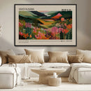 Yayoi Kusama Landscape Canvas Print, Vibrant Floral Mountain