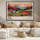 Yayoi Kusama Landscape Canvas Print, Vibrant Floral Mountain